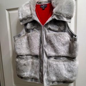 RACHEL ZOE FAUX FUR GREY VEST XL